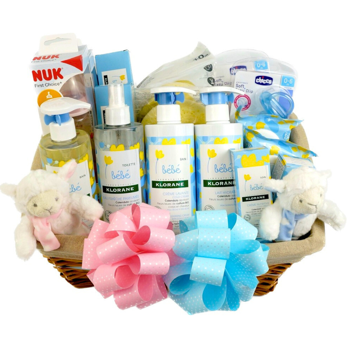 Canastilla de Bebé para Gemelos para un Baño Balsámico con productos Klorane Bebé